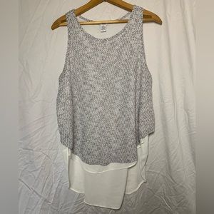 Bar III High-Low Gray Multi-Layered Tank Top